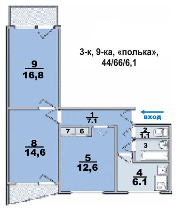 Квартира, 3-кімн., Харьков, Залютино, Славы пр.
