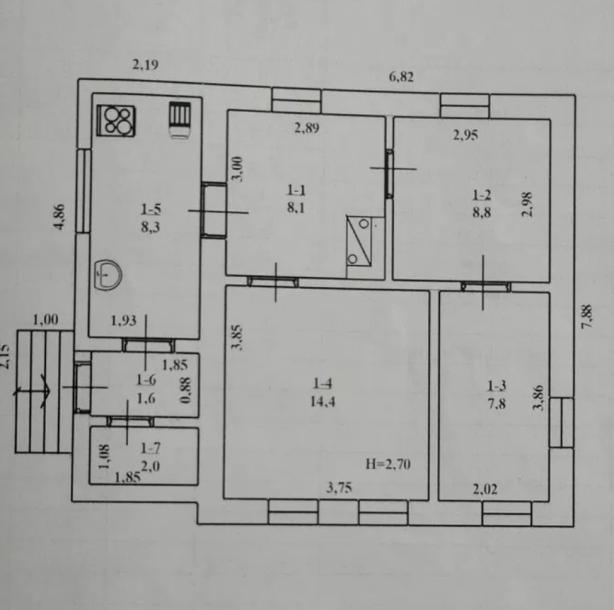 Дом, 3-кімн., Люботин, Харьковский район
